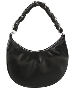 Braided Chain Handle Hobo Shoulder Bag LV074-Z BLACK